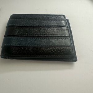 Coach Men's Black and Blue Card Wallet